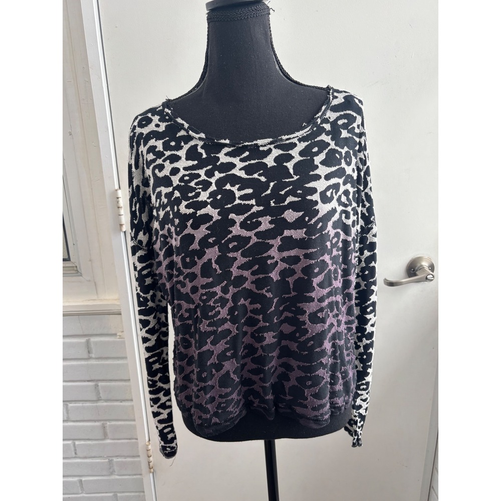 Miss Me Leopard Print Mesh Burnout Top medium Y2K vintage festival boho layered